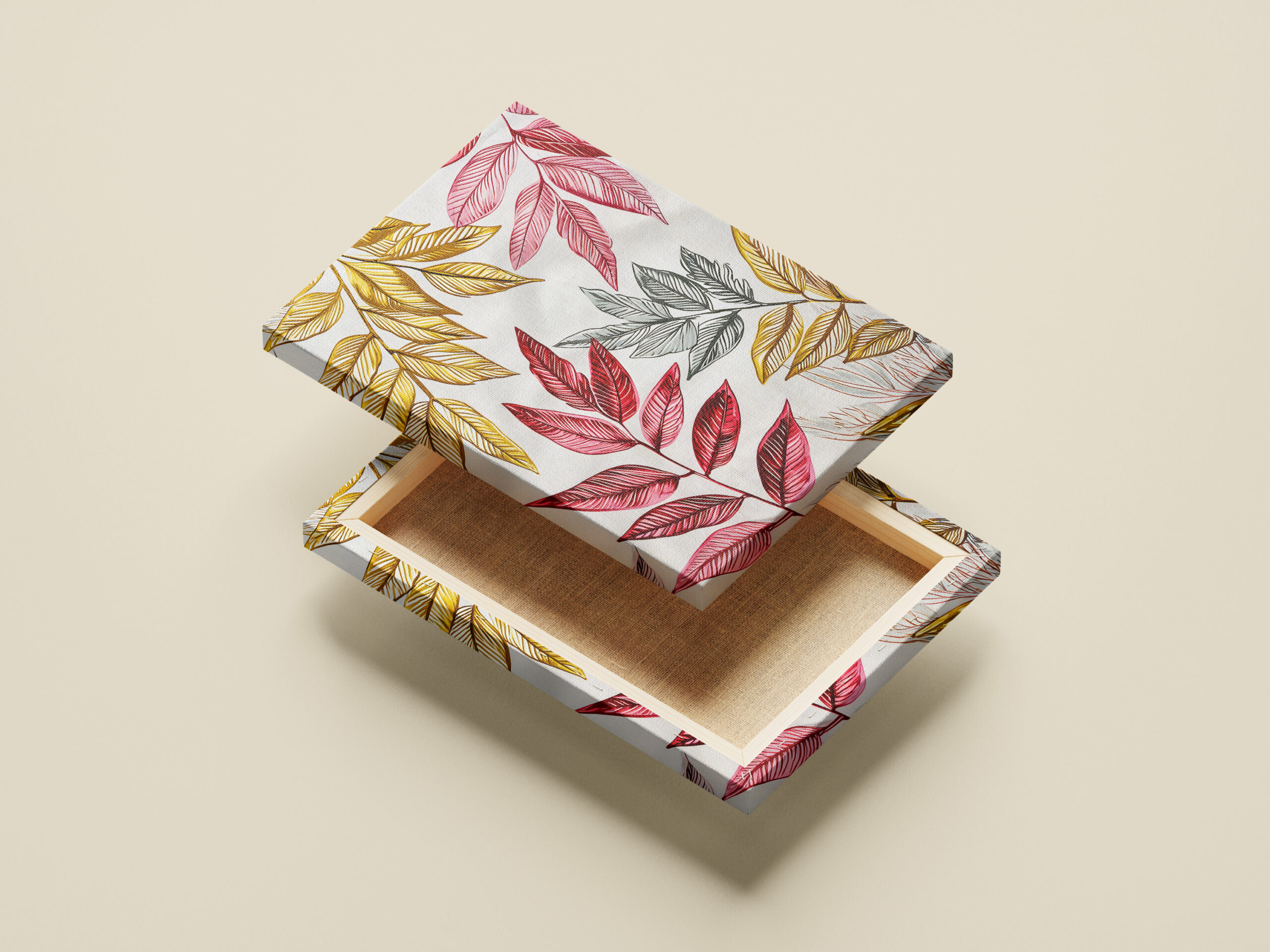 raxxa Canva: Dark Red Fern Leaves With Gold Accents – Bild 2