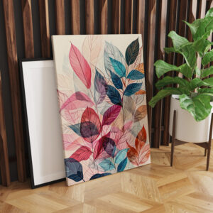 raxxa Canva: Pastel-Colored Watercolor Illustration of Vibrant Leaves