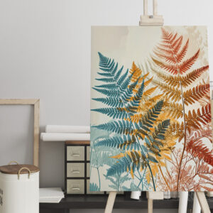 raxxa Canva: Pastel-Colored Watercolor Illustration of Vibrant Fern Leaves