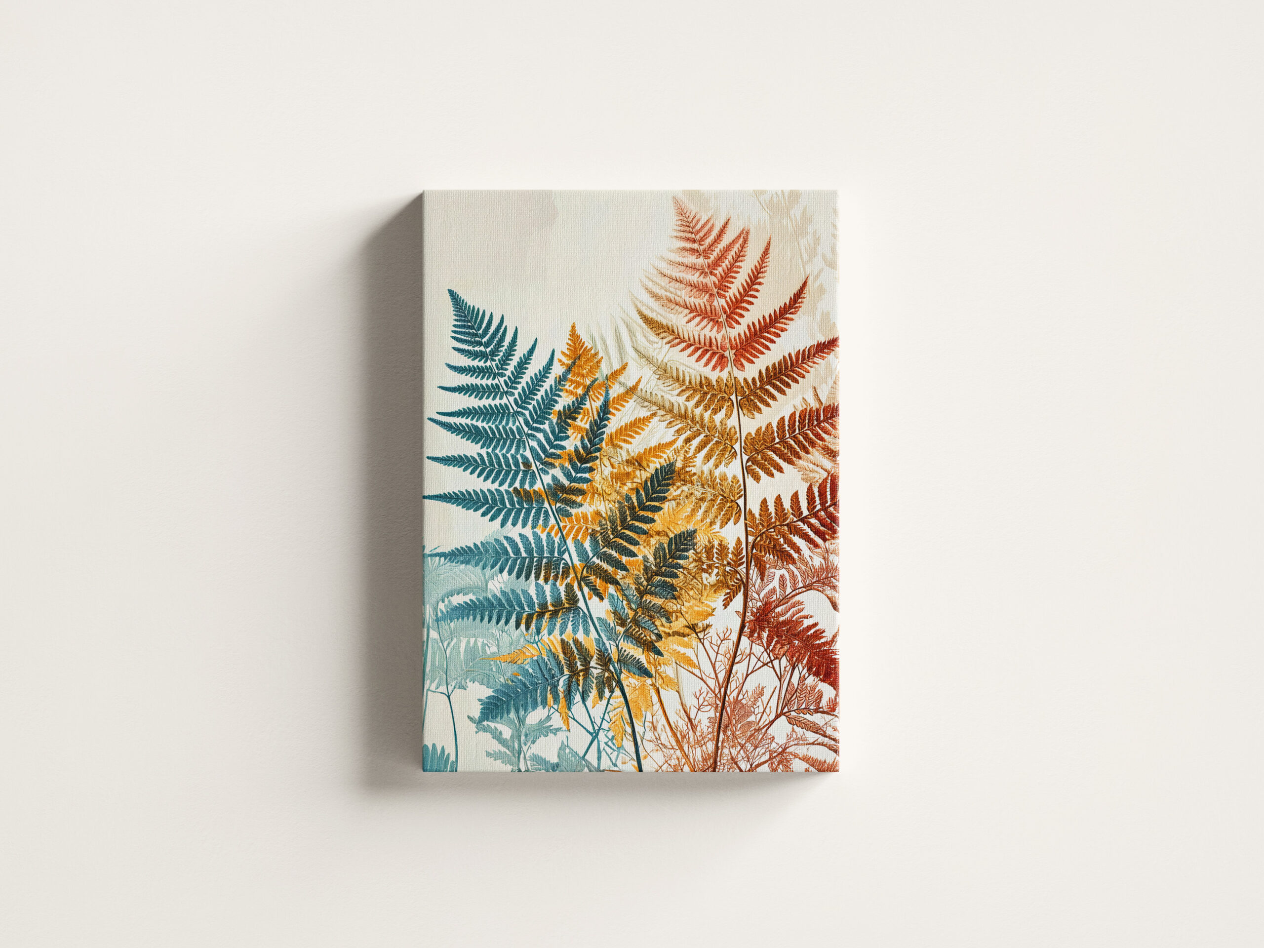 raxxa Canva: Pastel-Colored Watercolor Illustration of Vibrant Fern Leaves - immagine 3