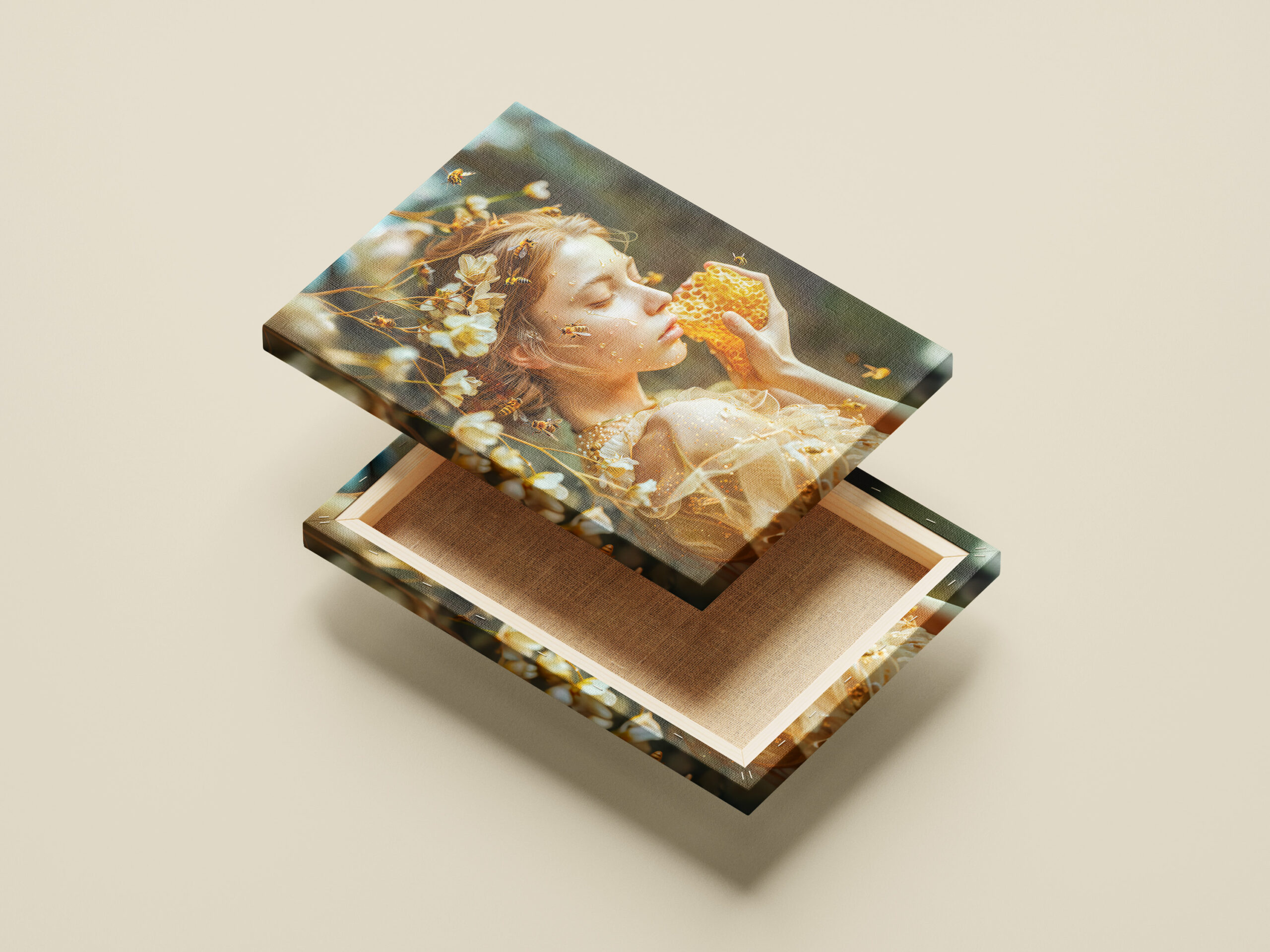raxxa Canva: Queen Bee Woman Posing with Honeybees and Honey – Image 2