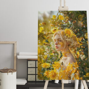 raxxa Canva: Queen Bee Woman Posing with Honeybees and Honey