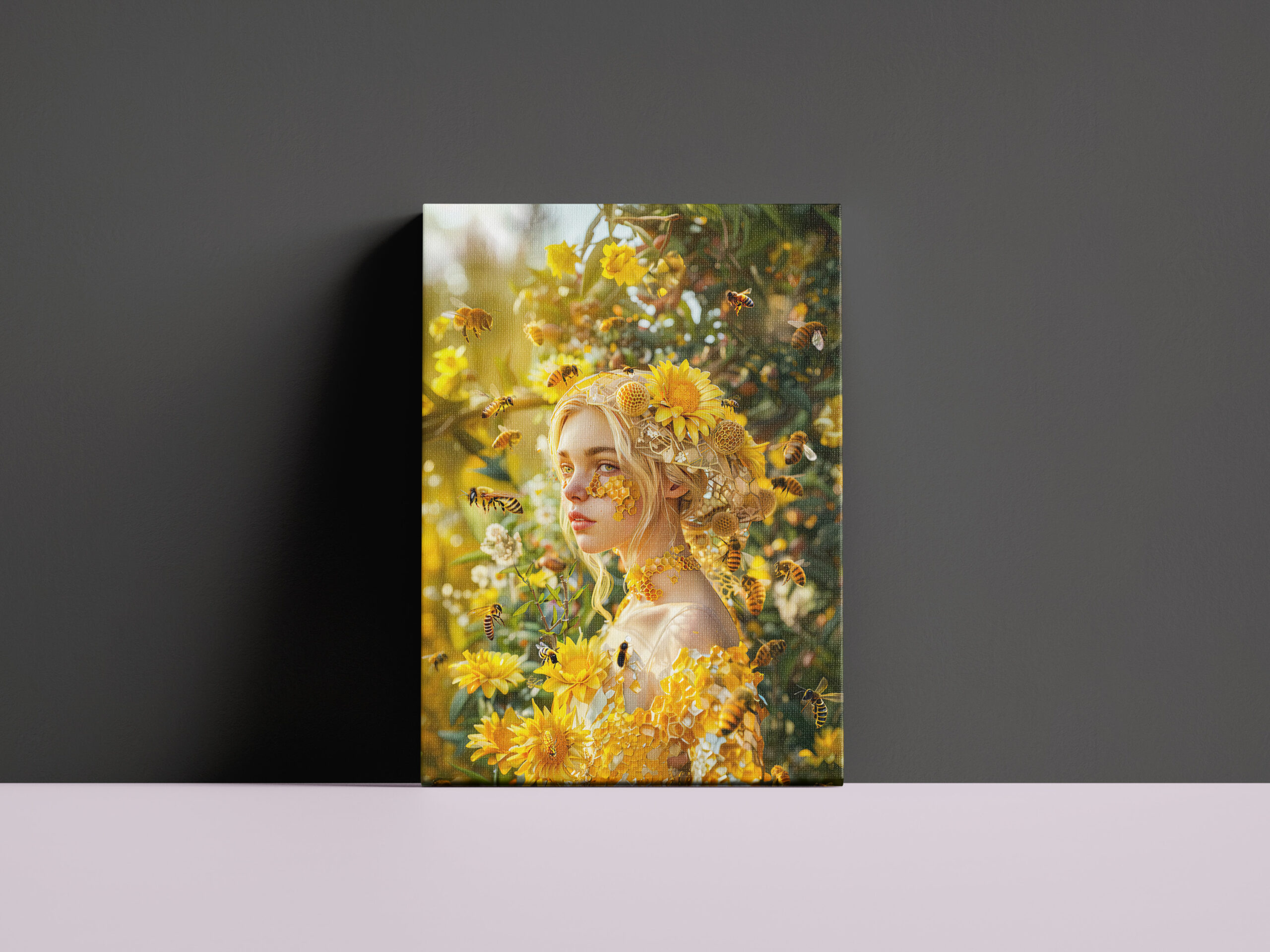 raxxa Canva: Queen Bee Woman Posing with Honeybees and Honey – Image 2