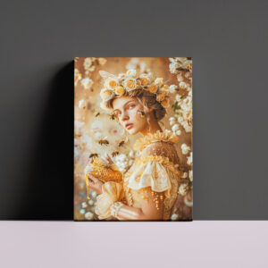 raxxa Canva: Queen Bee Woman Posing with Honeybees and Honey