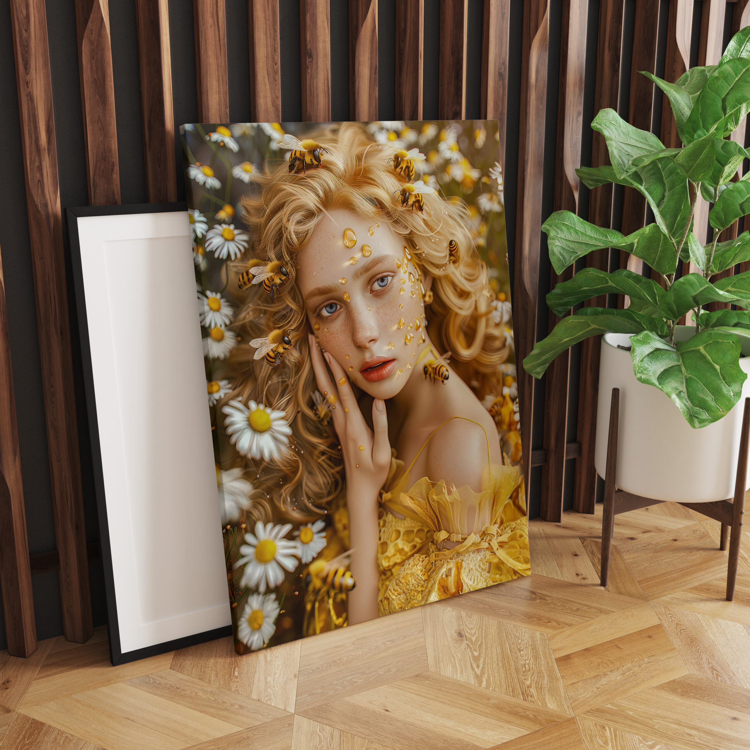 raxxa Canva: Queen Bee Woman Posing with Honeybees and Honey – Bild 2