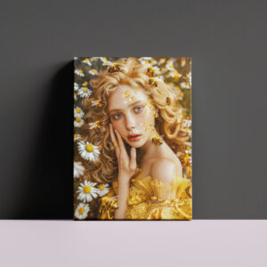 raxxa Canva: Queen Bee Woman Posing with Honeybees and Honey