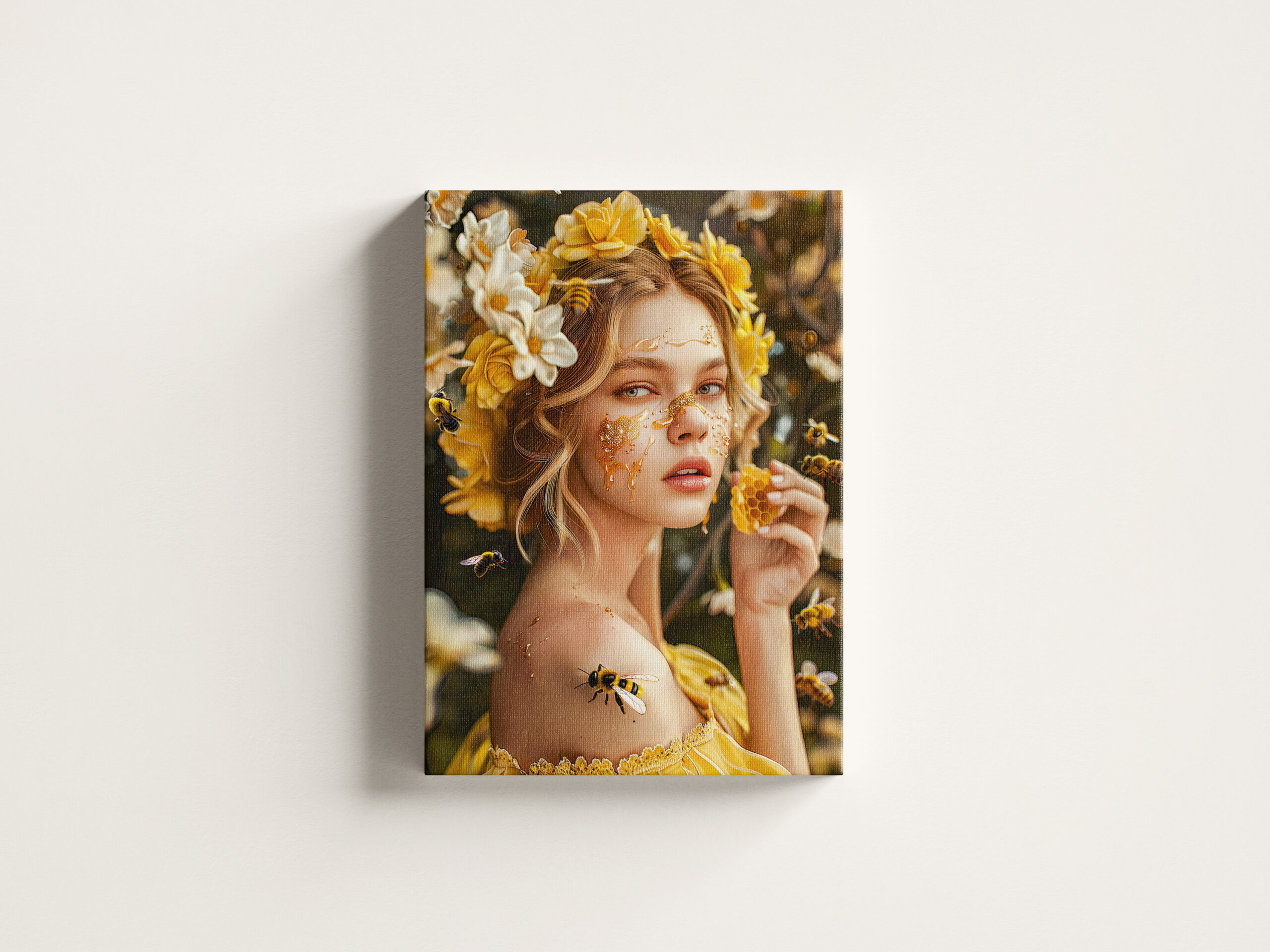 raxxa Canva: Queen Bee Woman Posing with Honeybees and Honey - Imagen 3