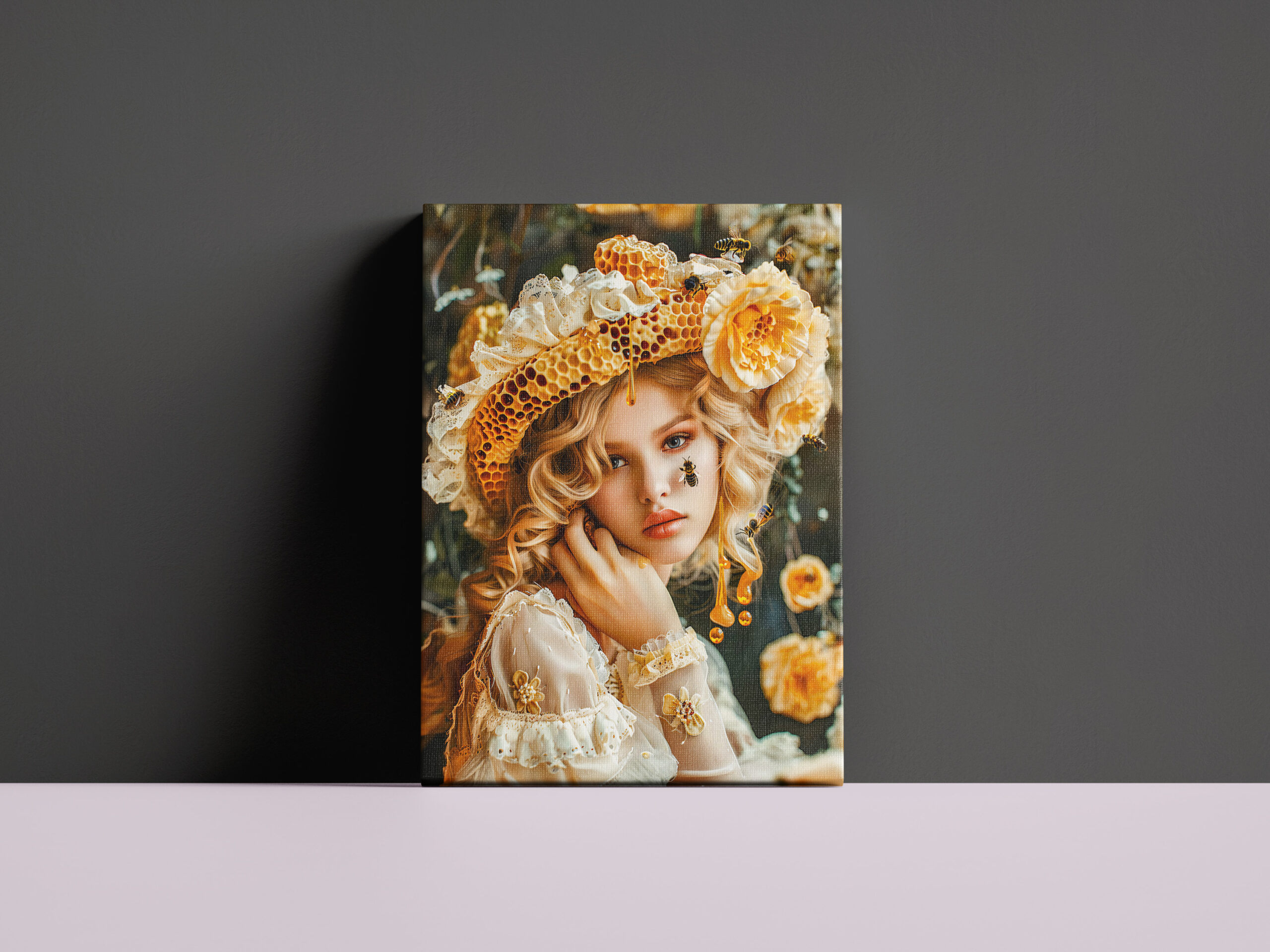 raxxa Canva: Queen Bee Woman Posing with Honeybees and Honey - immagine 3