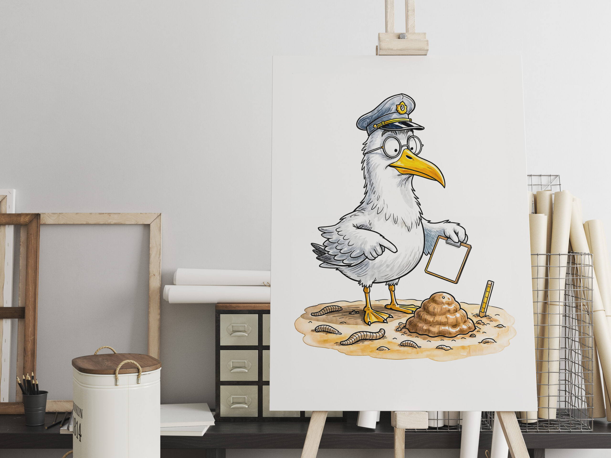 raxxa Canva: Comic Bird Worm Inspector