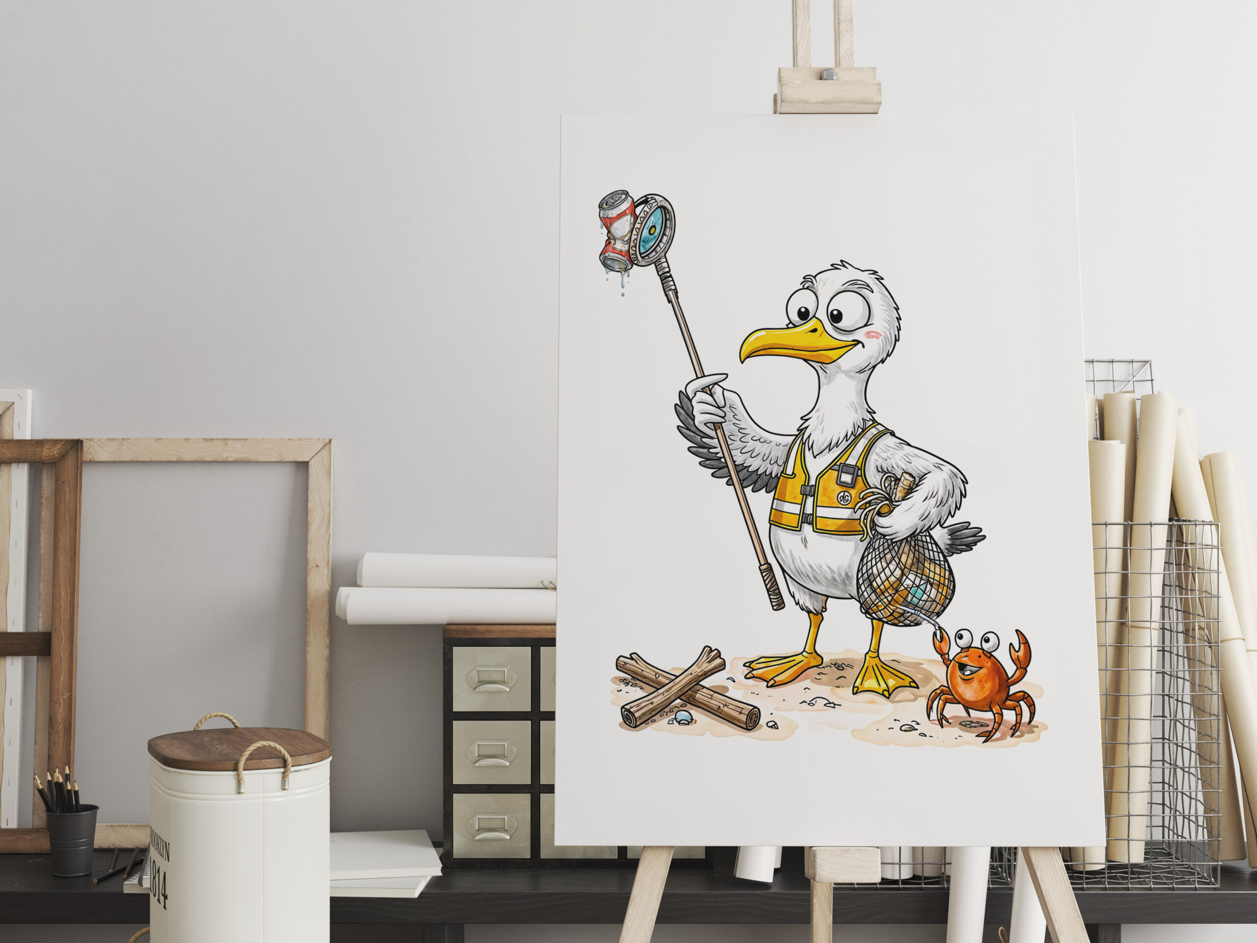 raxxa Canva: Comic Bird Beach Cleanup Crew