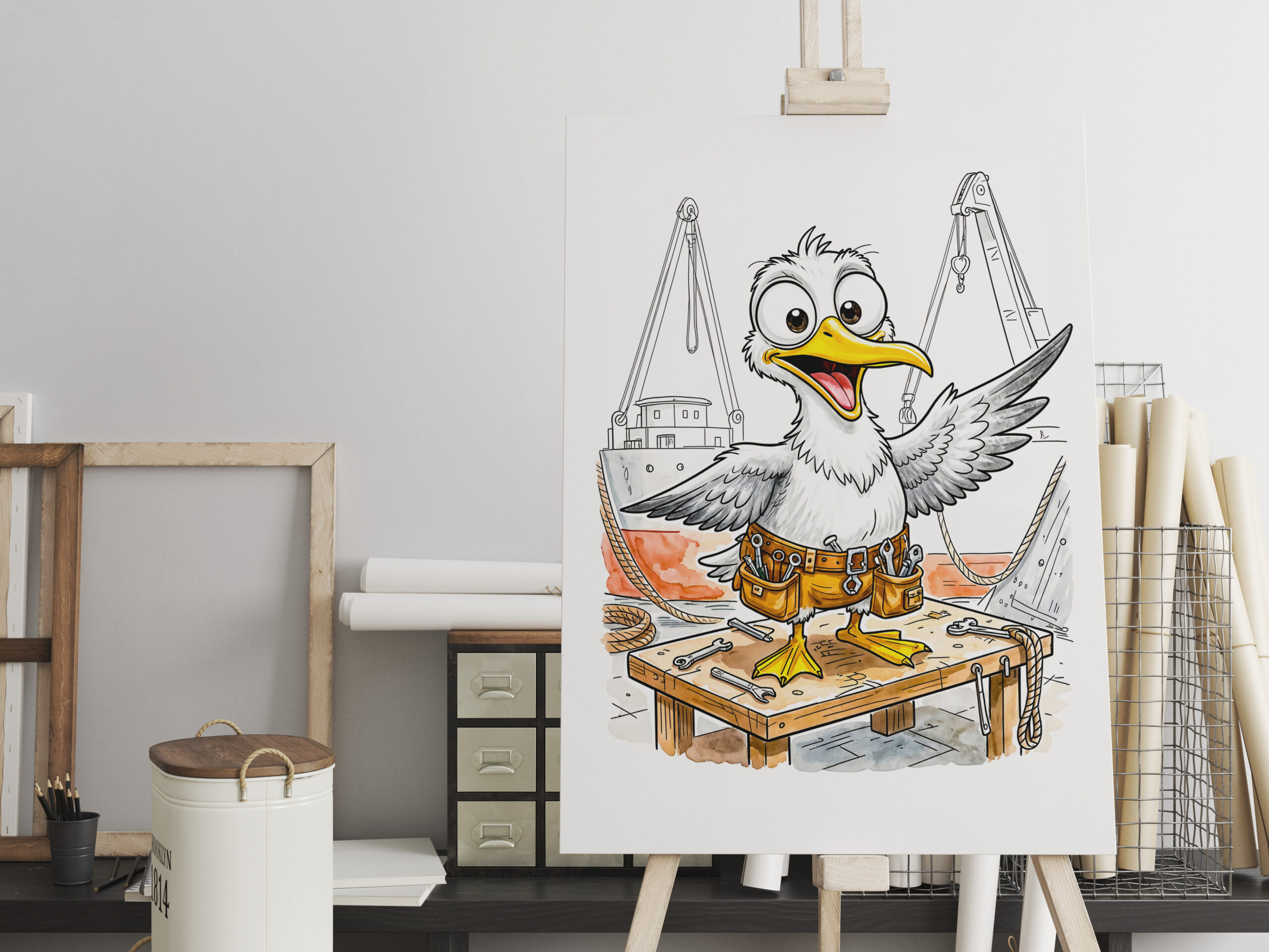 raxxa Canva: Comic Bird Shipyard Worker