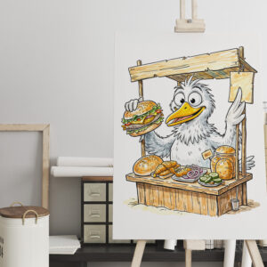 raxxa Canva: Comic Bird at Fish Stand