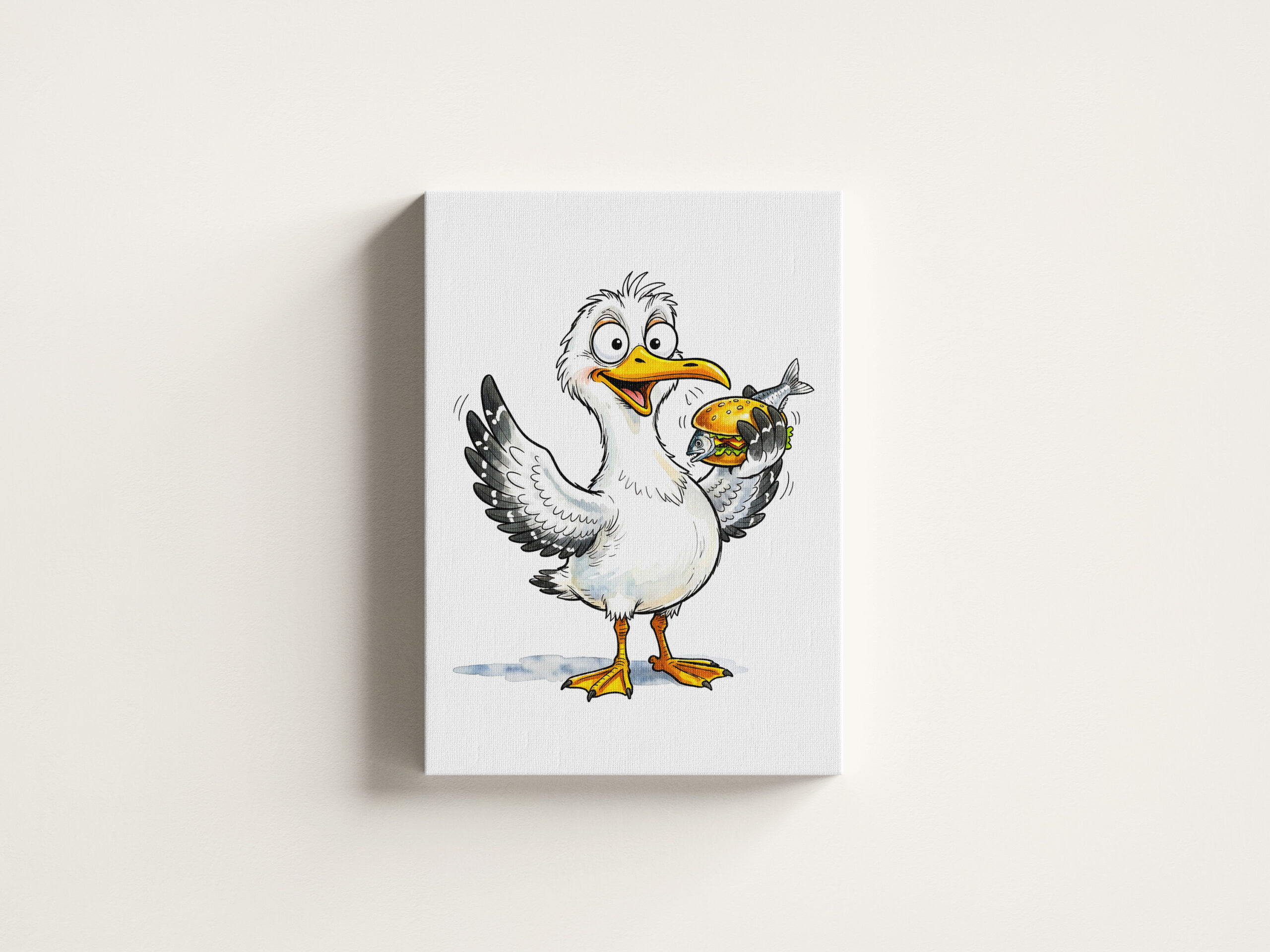 raxxa Canva: Seagull Holding Fish Sandwich at the Coast - immagine 3