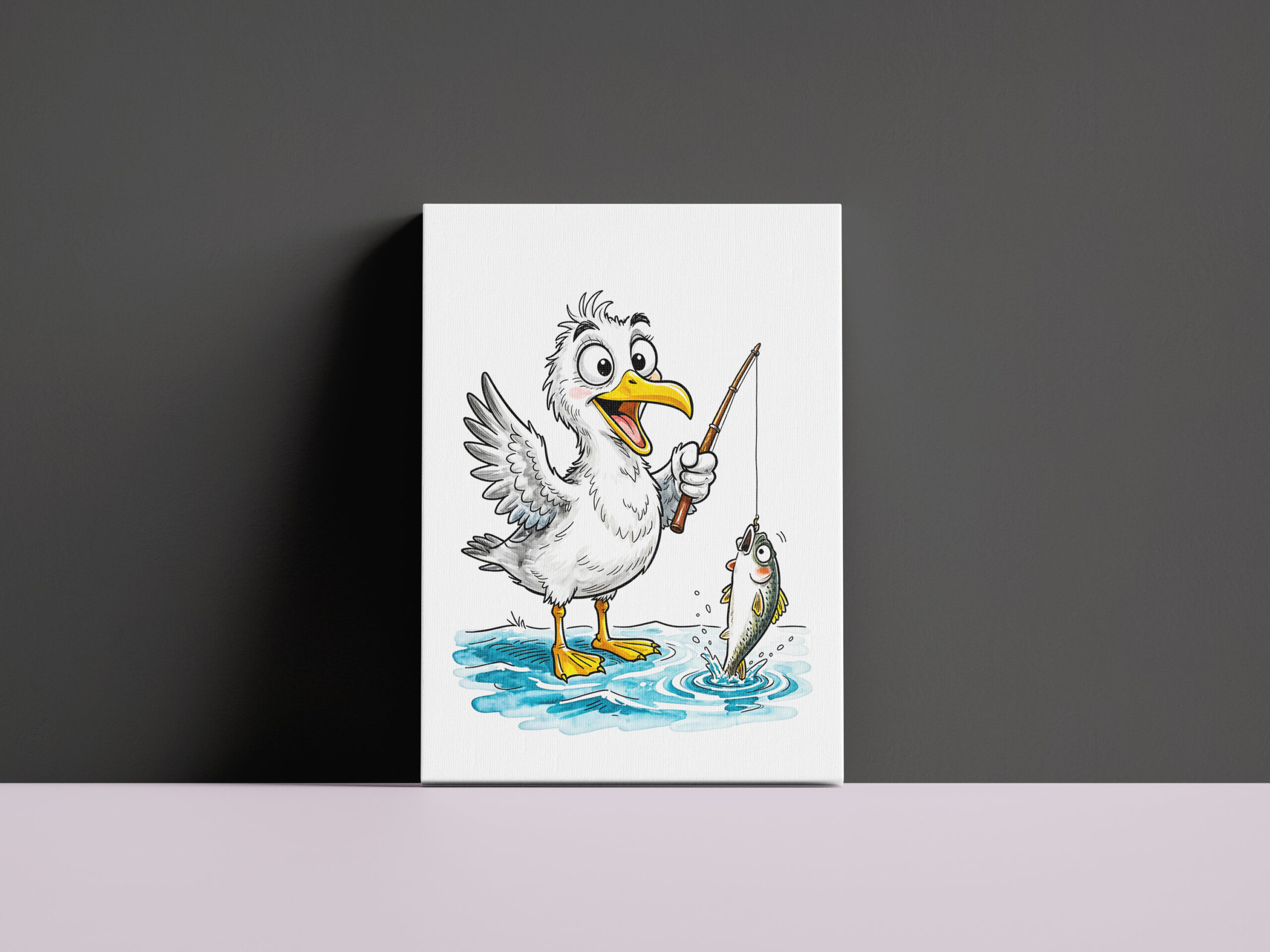raxxa Canva: Seagull Fishing with Rod in Shallow Water – Bild 2