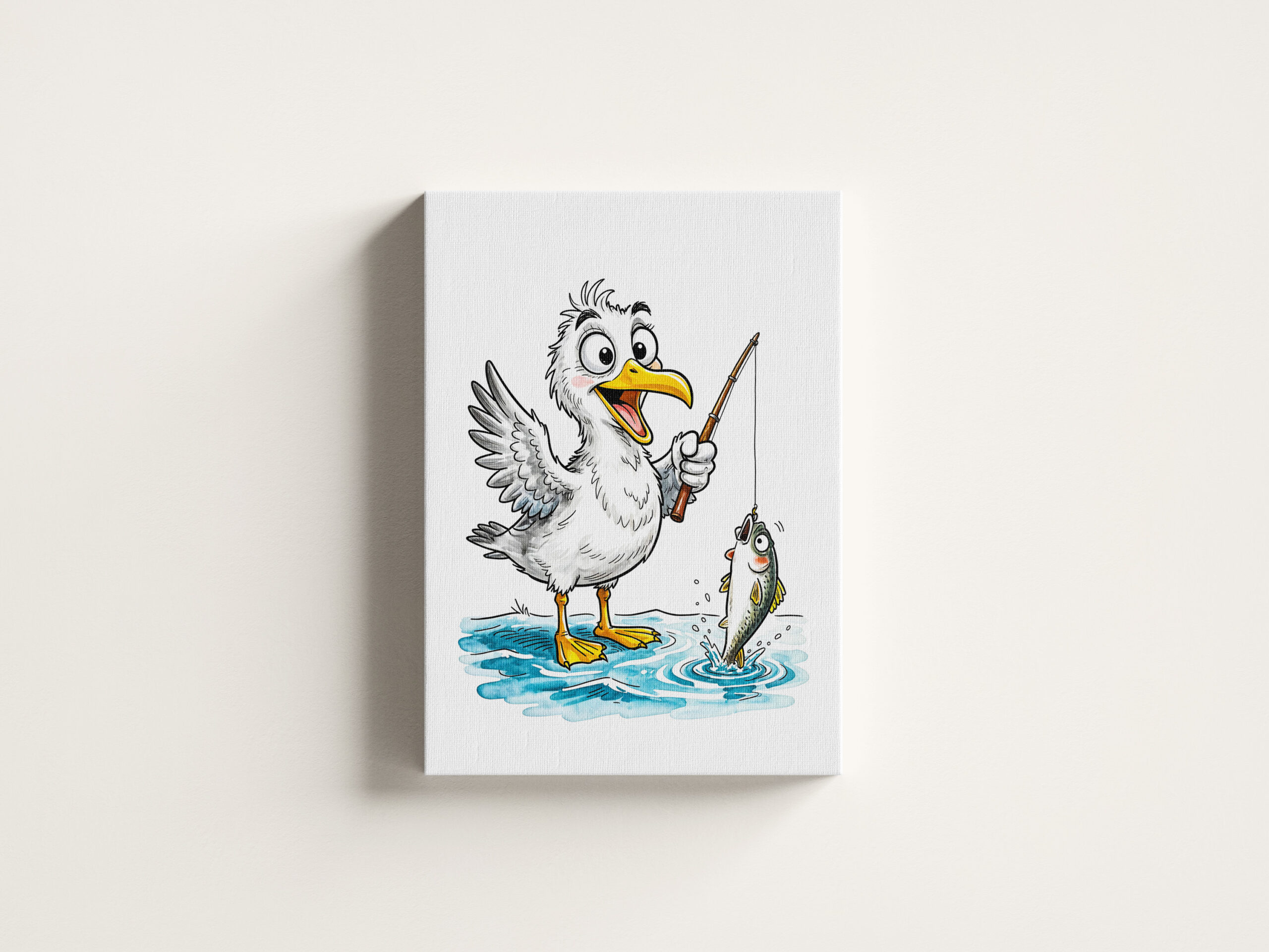 raxxa Canva: Seagull Fishing with Rod in Shallow Water – Bild 3