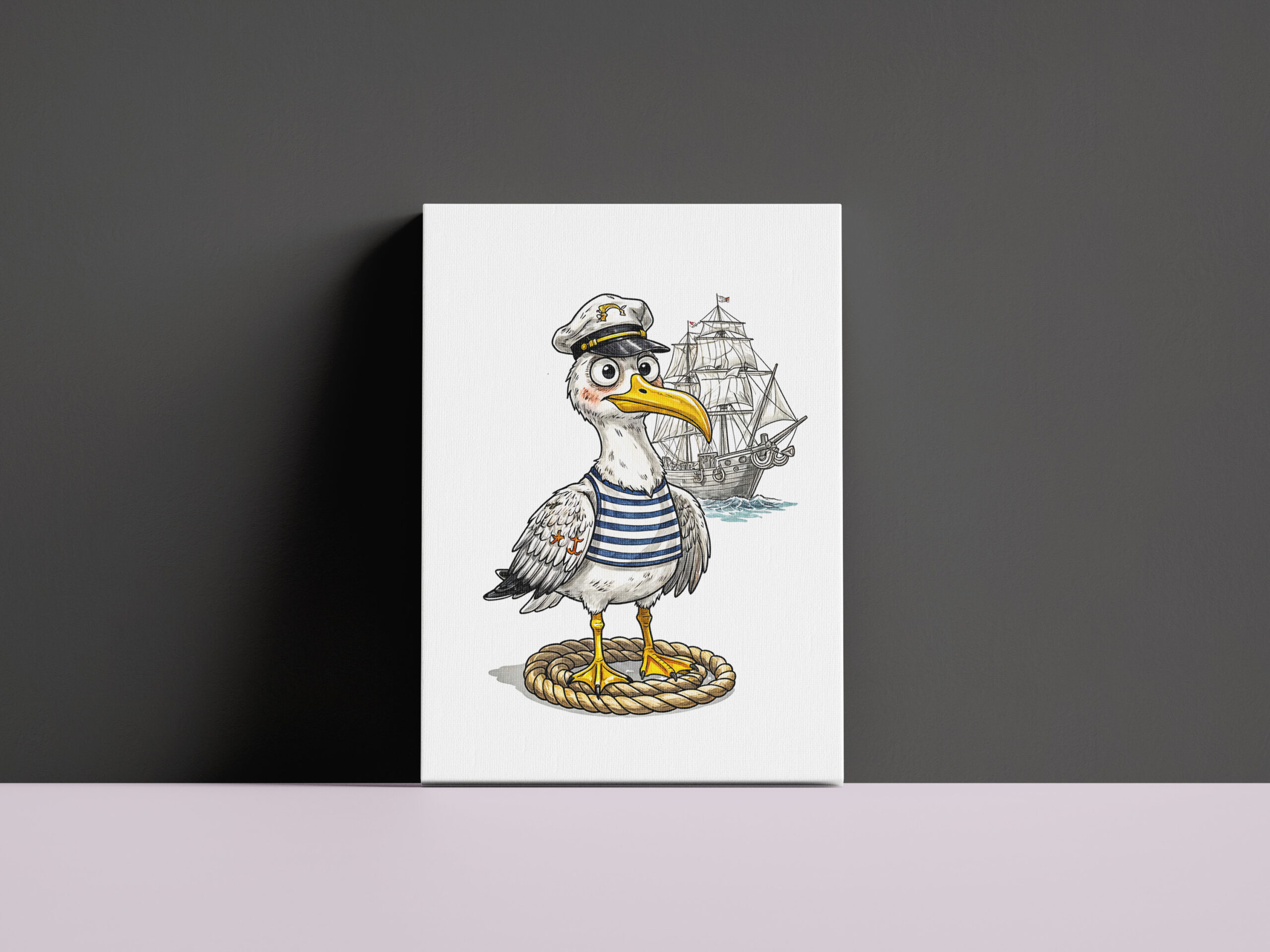 raxxa Canva: Seagull Sailor with Rope and Ship Background - Image 2