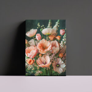 raxxa Canva: Peach and Orange Poppy Bouquet Still Life