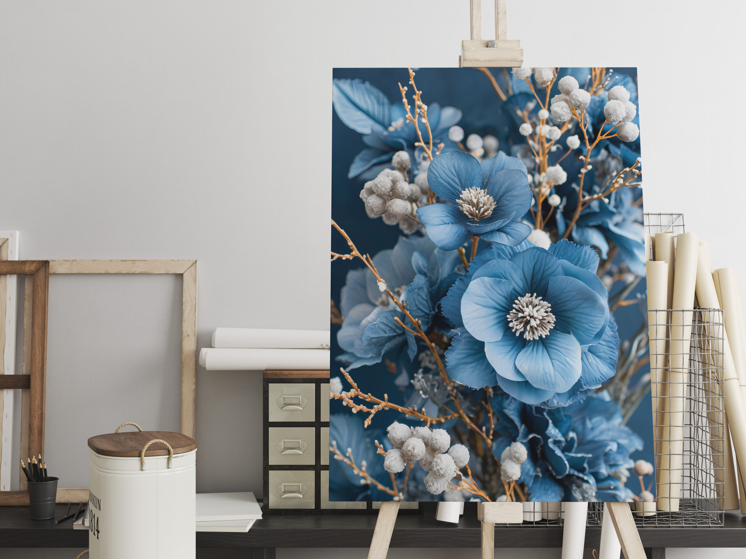 raxxa Canva: Blue Fantasy Floral Still Life