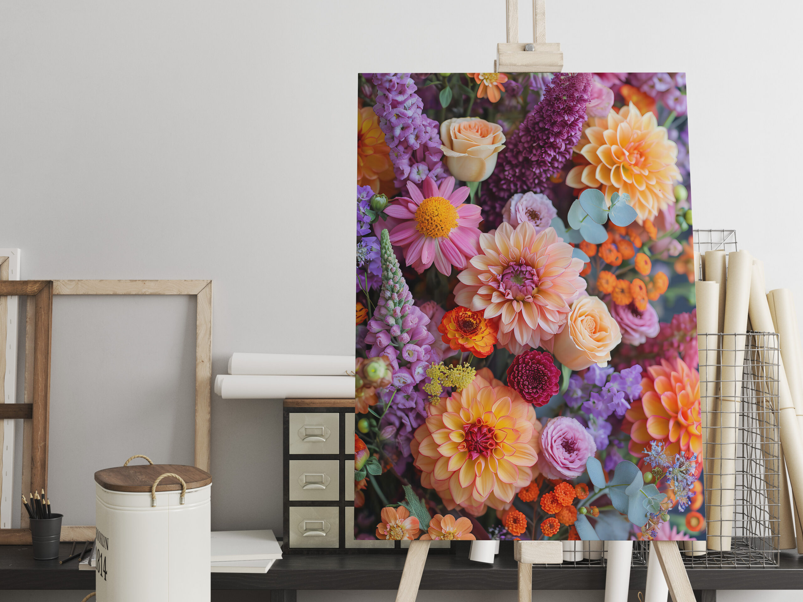 raxxa Canva: Vibrant Mixed Flower Bouquet Still Life - Image 2