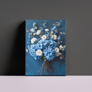 raxxa Canva: Blue Hydrangea and White Rose Bouquet Still Life