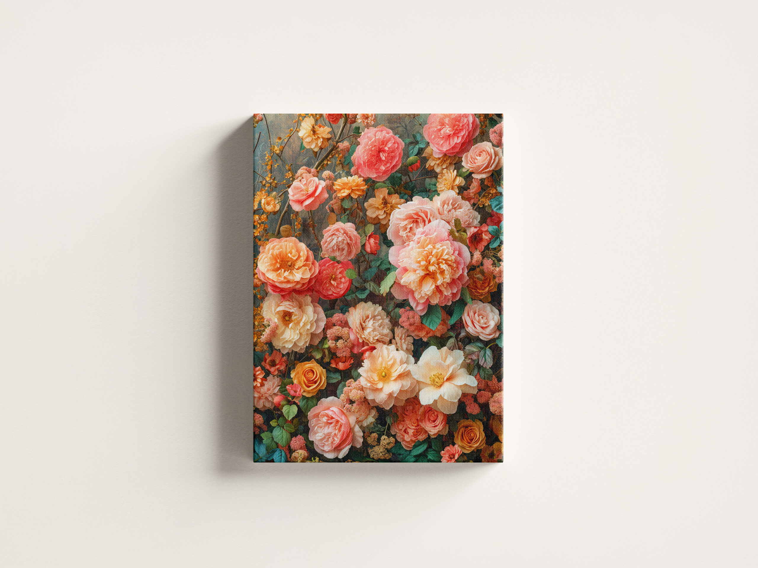 raxxa Canva: Peach and Cream Rose Bouquet Still Life