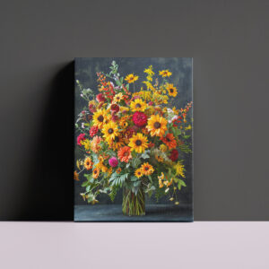 raxxa Canva: Summer Still Life with Sunflowers and Zinnias