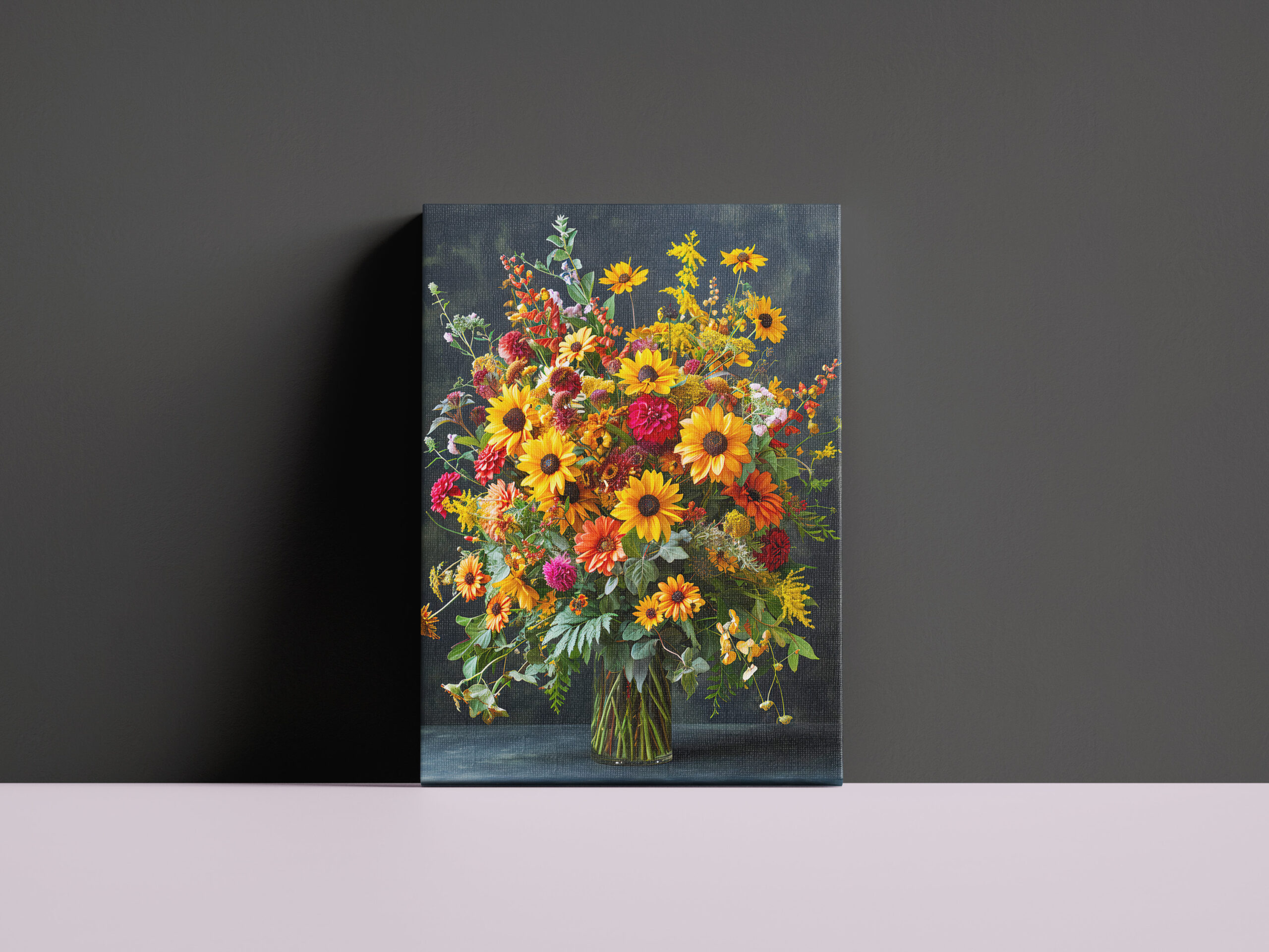 raxxa Canva: Summer Still Life with Sunflowers and Zinnias