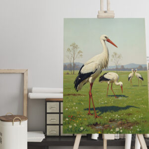 raxxa Canva: Weißstörche auf der Wiese