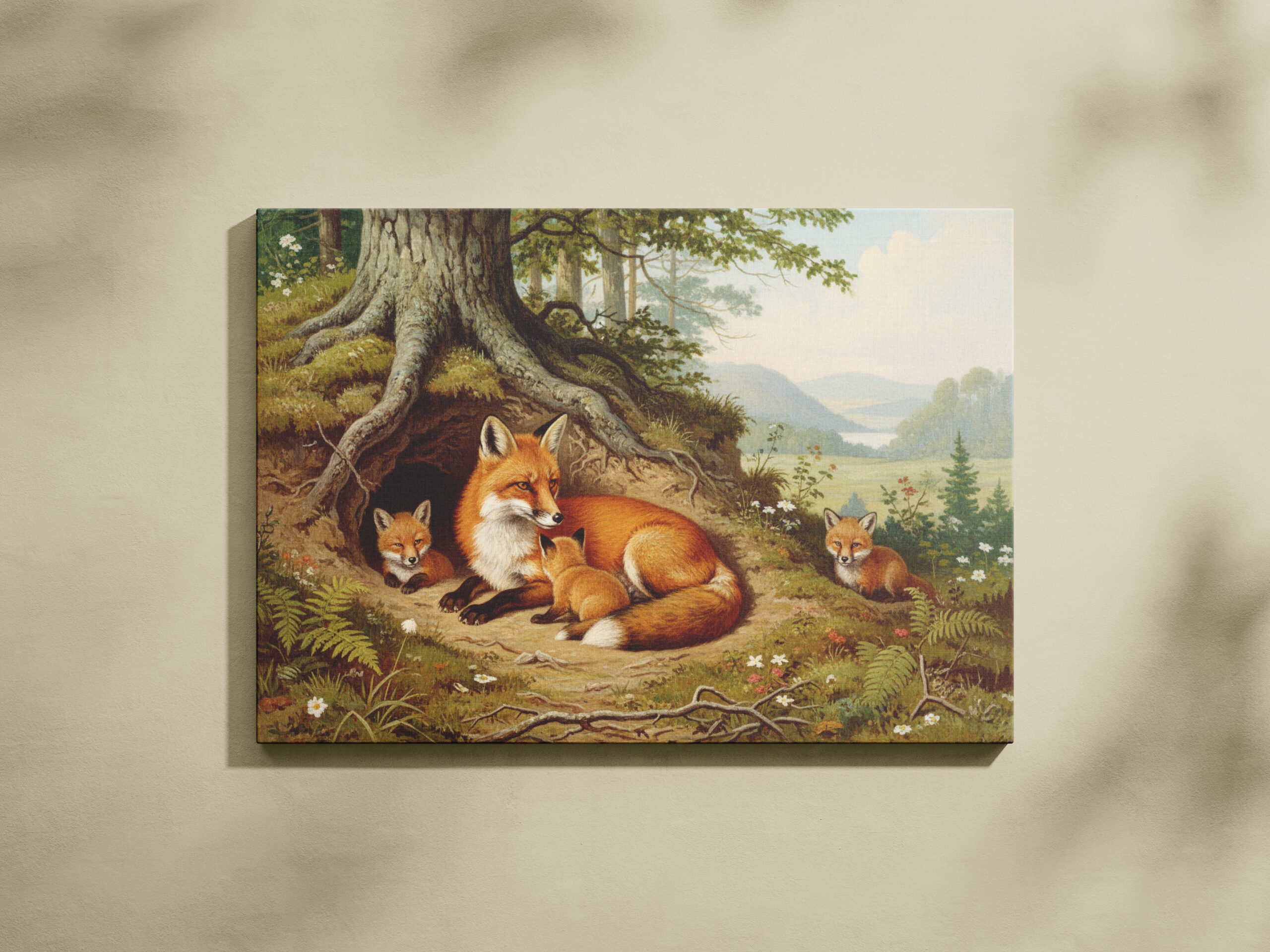 raxxa Canva: Fuchs mit Jungtieren