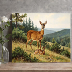 raxxa Canva: Reh mit Jungtier am Wald