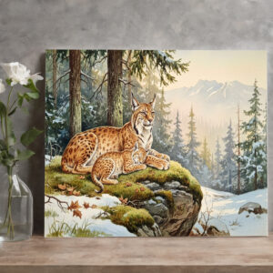 raxxa Canva: Luchs mit Jungtier