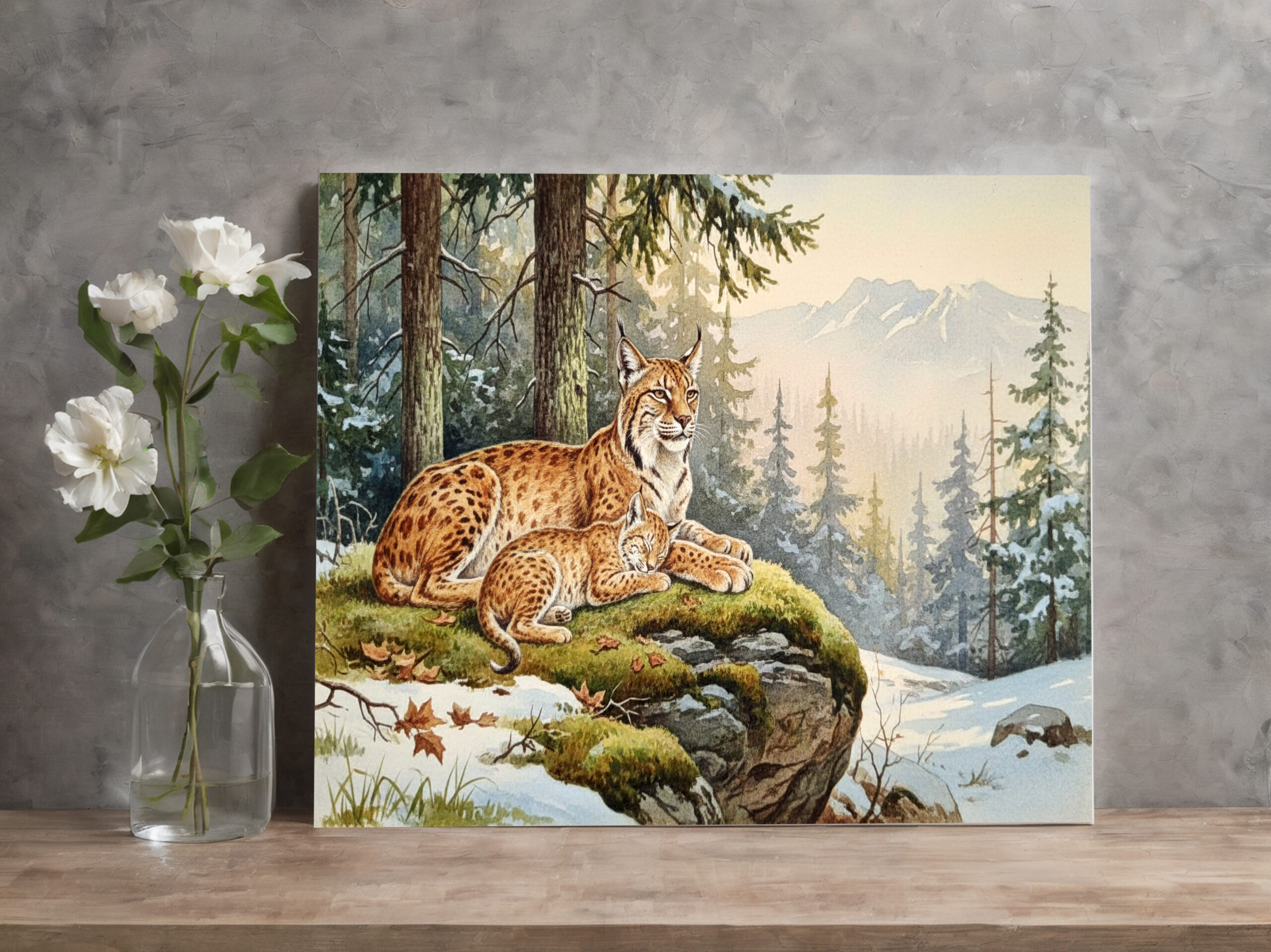 raxxa Canva: Luchs mit Jungtier