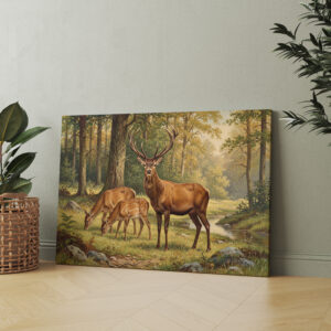 raxxa Canva: Rothirsch mit Familie