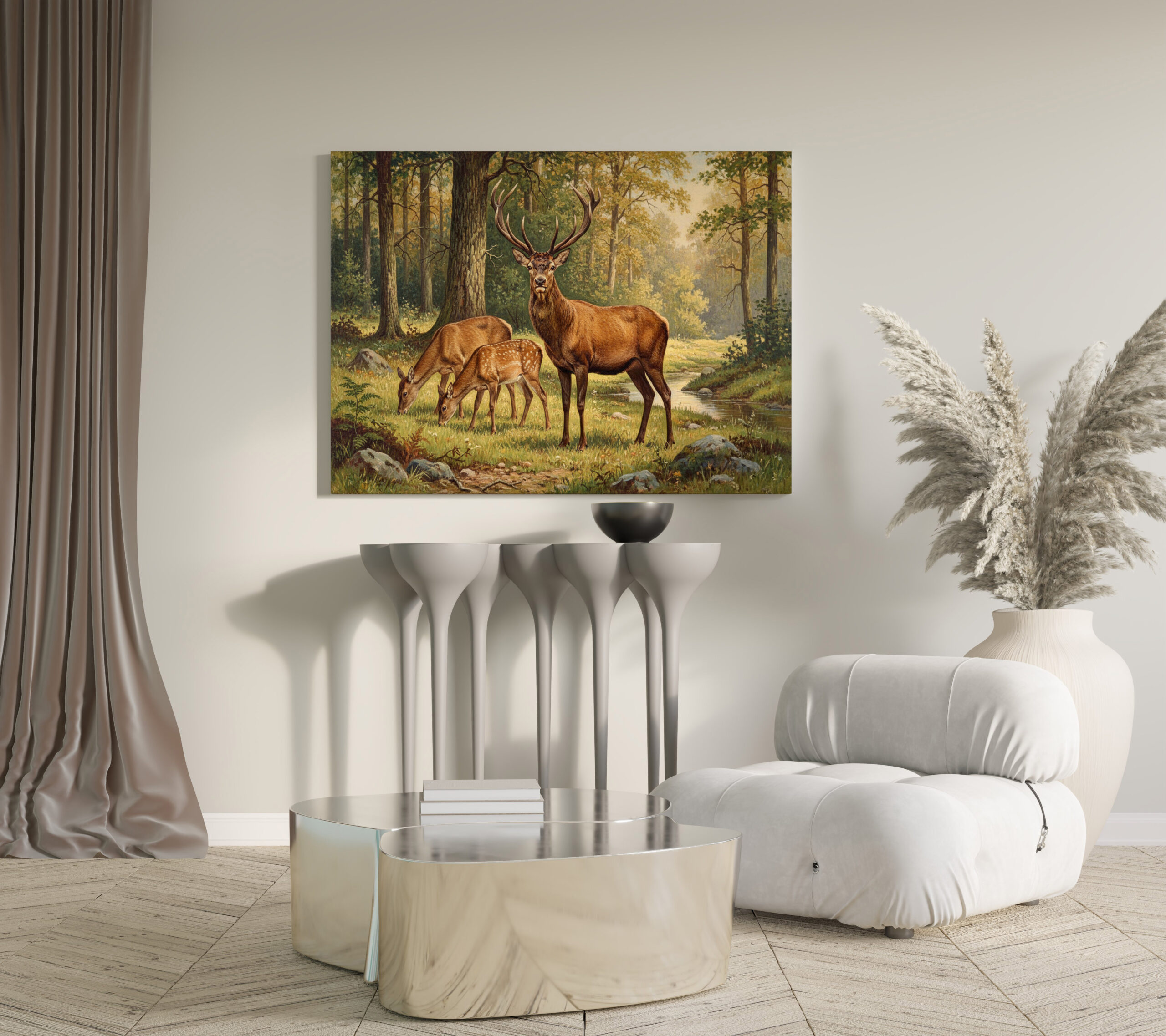 raxxa Canva: Rothirsch mit Familie - immagine 2