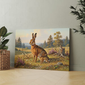 raxxa Canva: Feldhase mit Jungtier