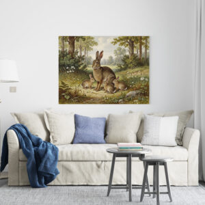 raxxa Canva: Wildkaninchen mit Jungtieren