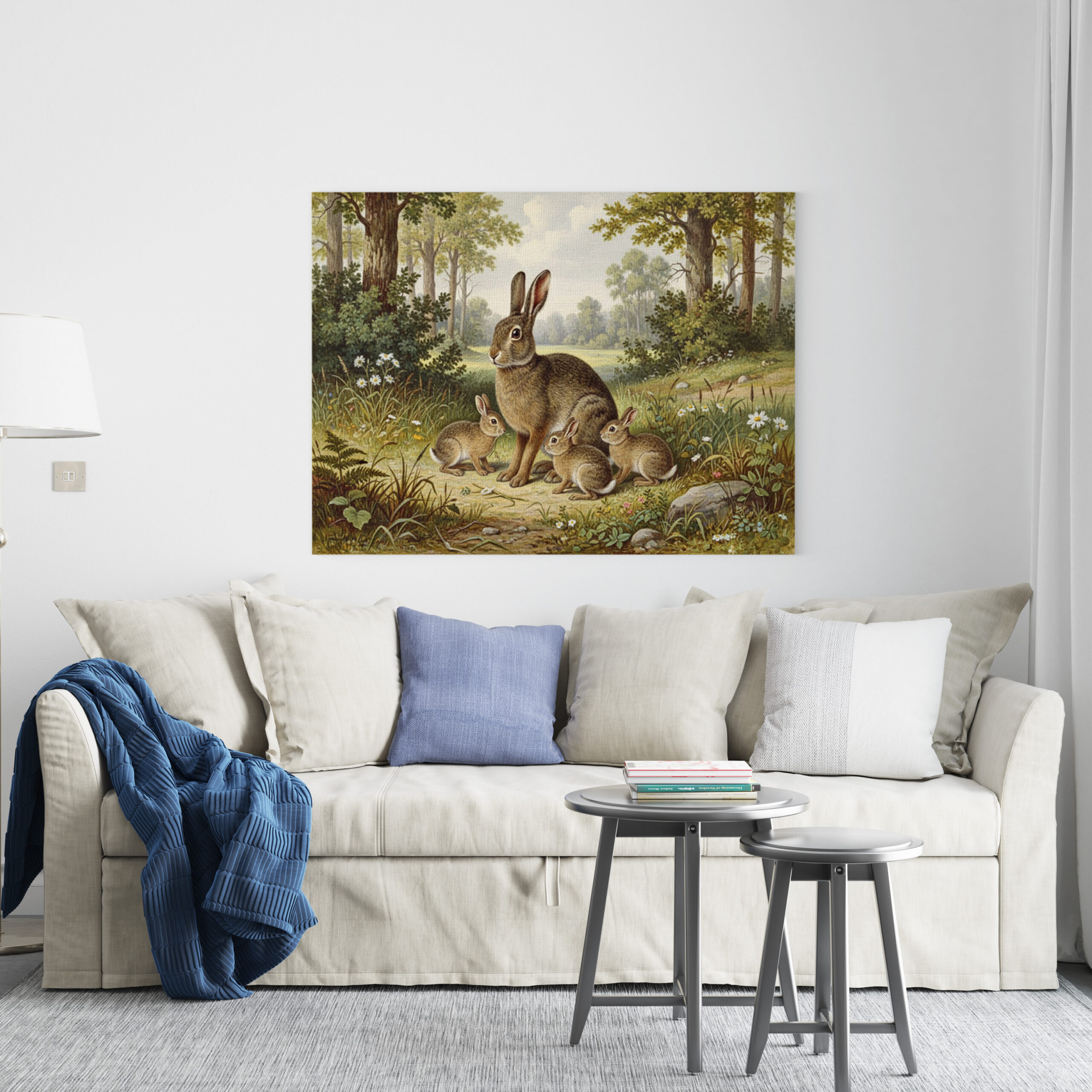 raxxa Canva: Wildkaninchen mit Jungtieren