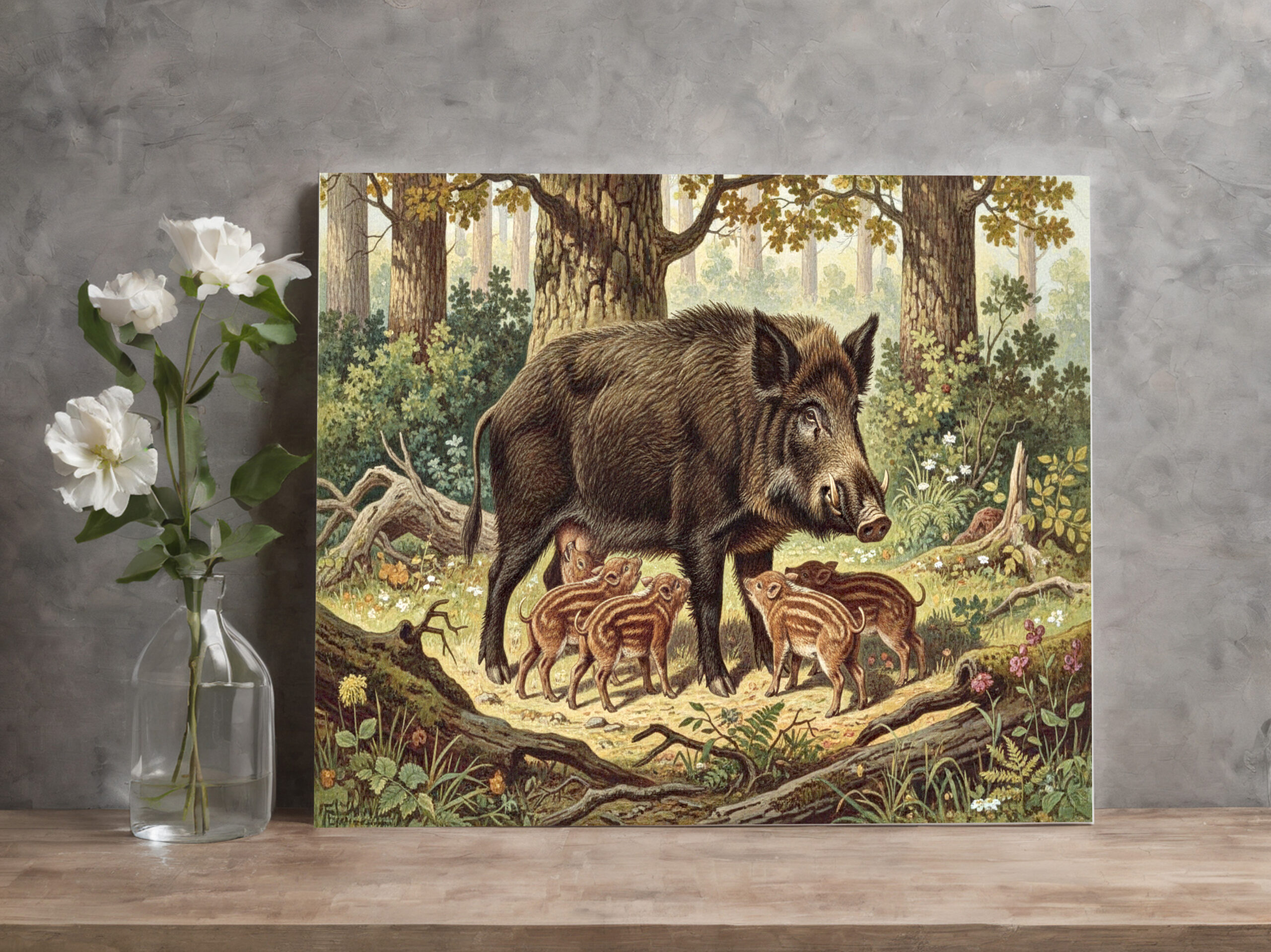 raxxa Canva: Wildschwein mit Jungtier