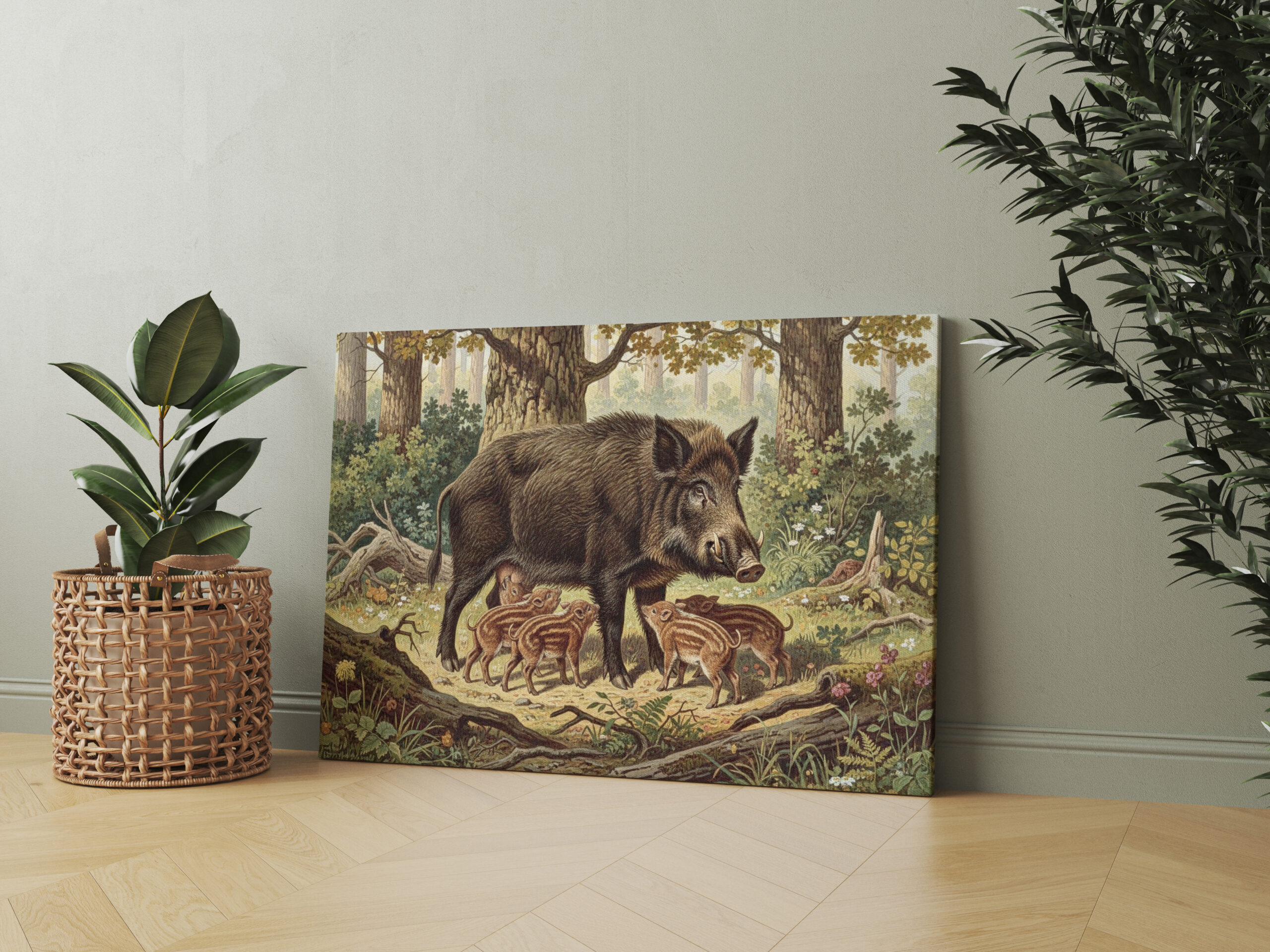 raxxa Canva: Wildschwein mit Jungtier - immagine 2