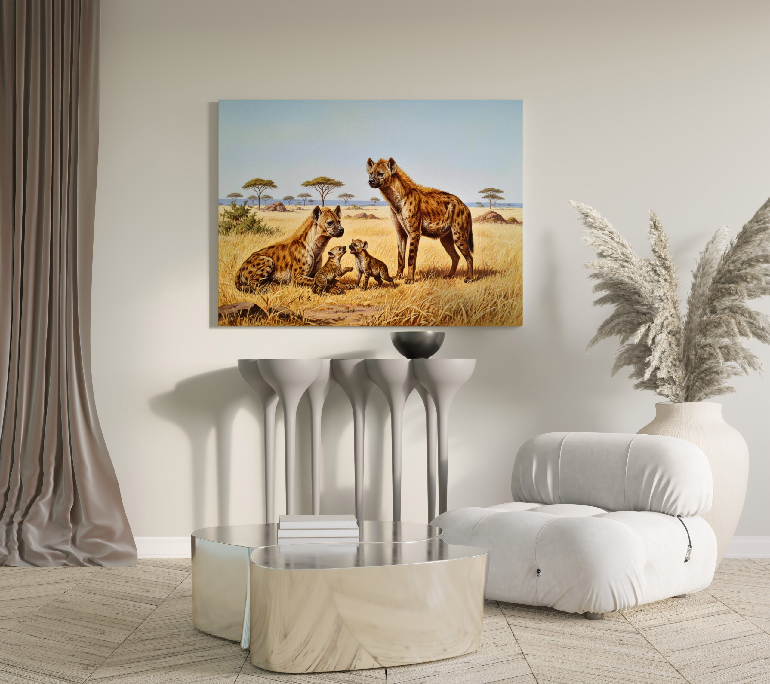 raxxa Canva: Hyänen mit Jungtieren in Afrika