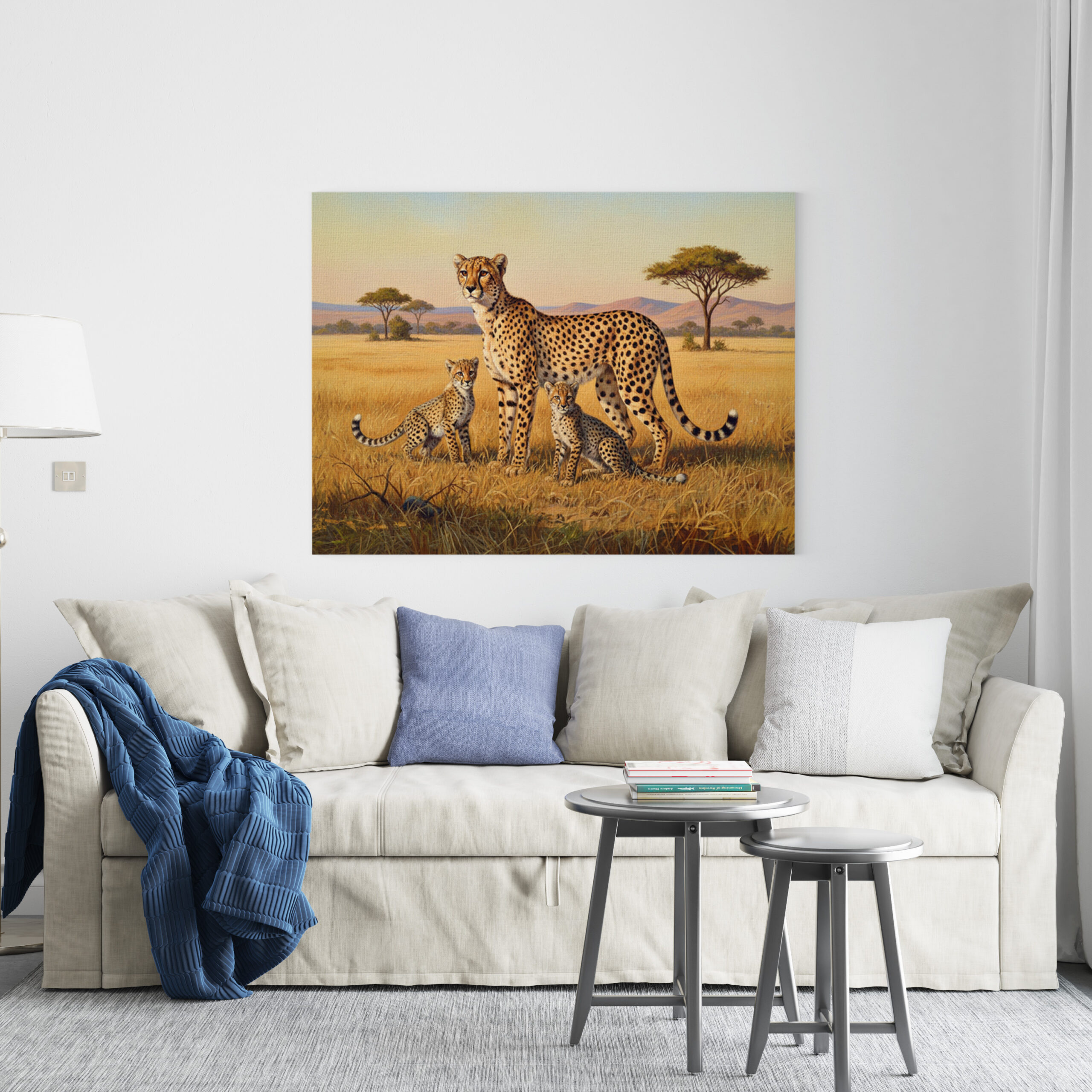 raxxa Canva: Gepard mit Jungtieren in Afrika