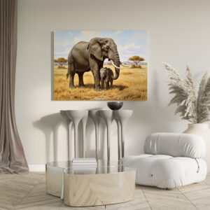 raxxa Canva: Afrikanischer Elefant mit Jungtier