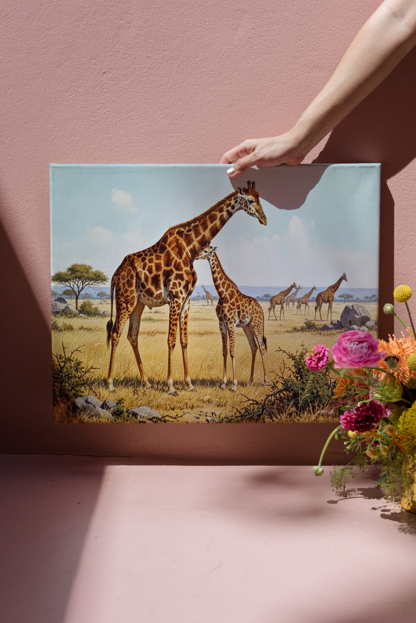 raxxa Canva: Giraffen in Afrika mit Jungtier