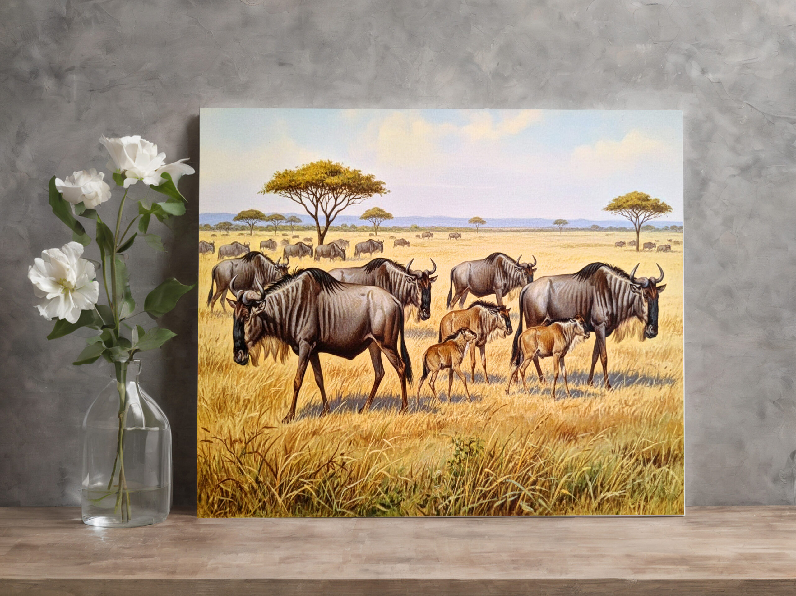 raxxa Canva: Eine Herde Gnus in Afrika mit Jungtieren – Image 3