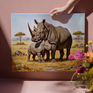 raxxa Canva: Nashorn mit Jungtier in Afrika