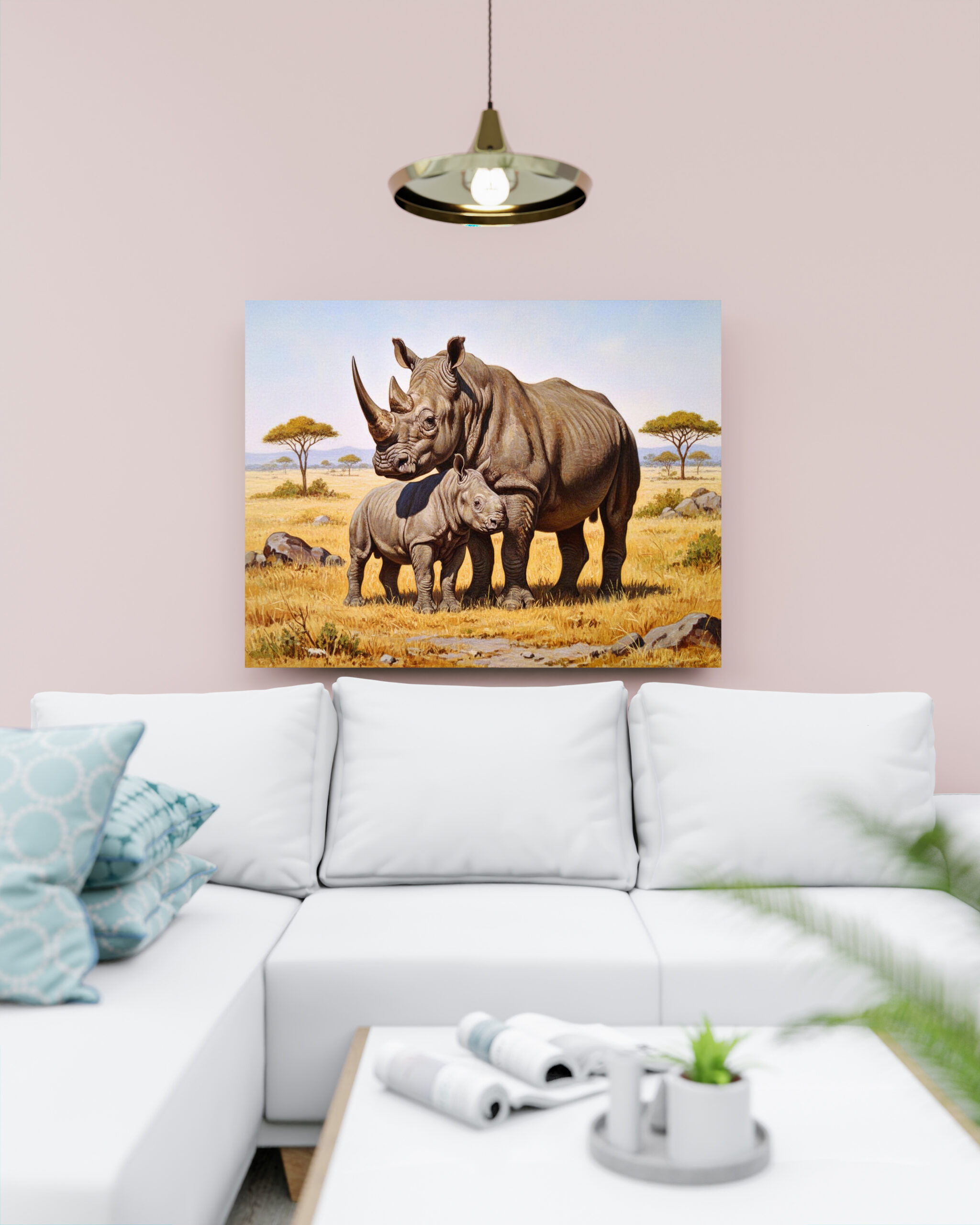 raxxa Canva: Nashorn mit Jungtier in Afrika - immagine 2