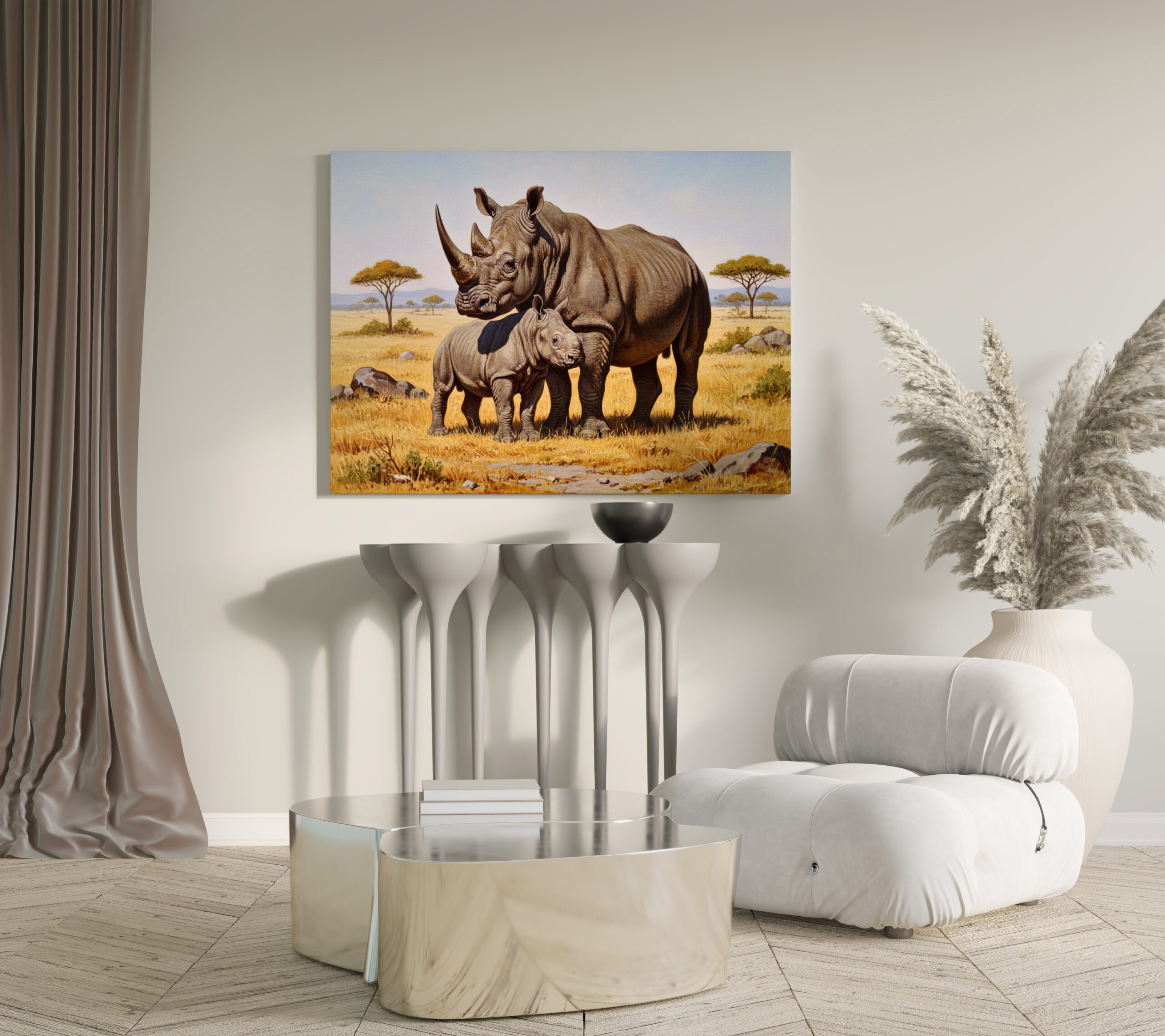 raxxa Canva: Nashorn mit Jungtier in Afrika - immagine 3