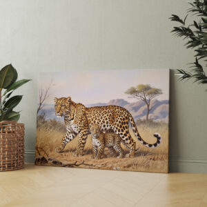 raxxa Canva: Leopard mit Jungtier in Afrika