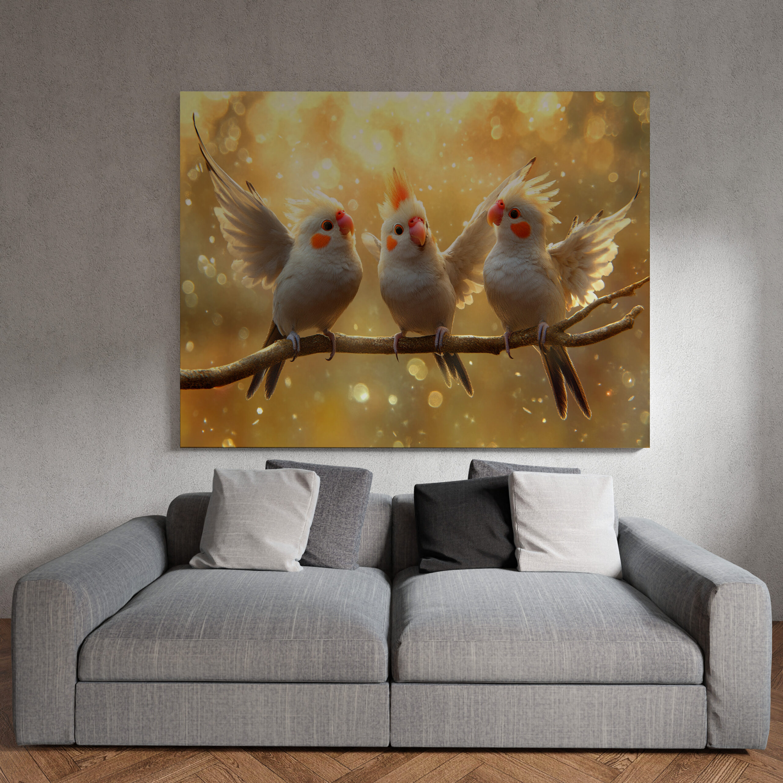 raxxa Canva: Nymphensittiche auf dem Ast - immagine 3