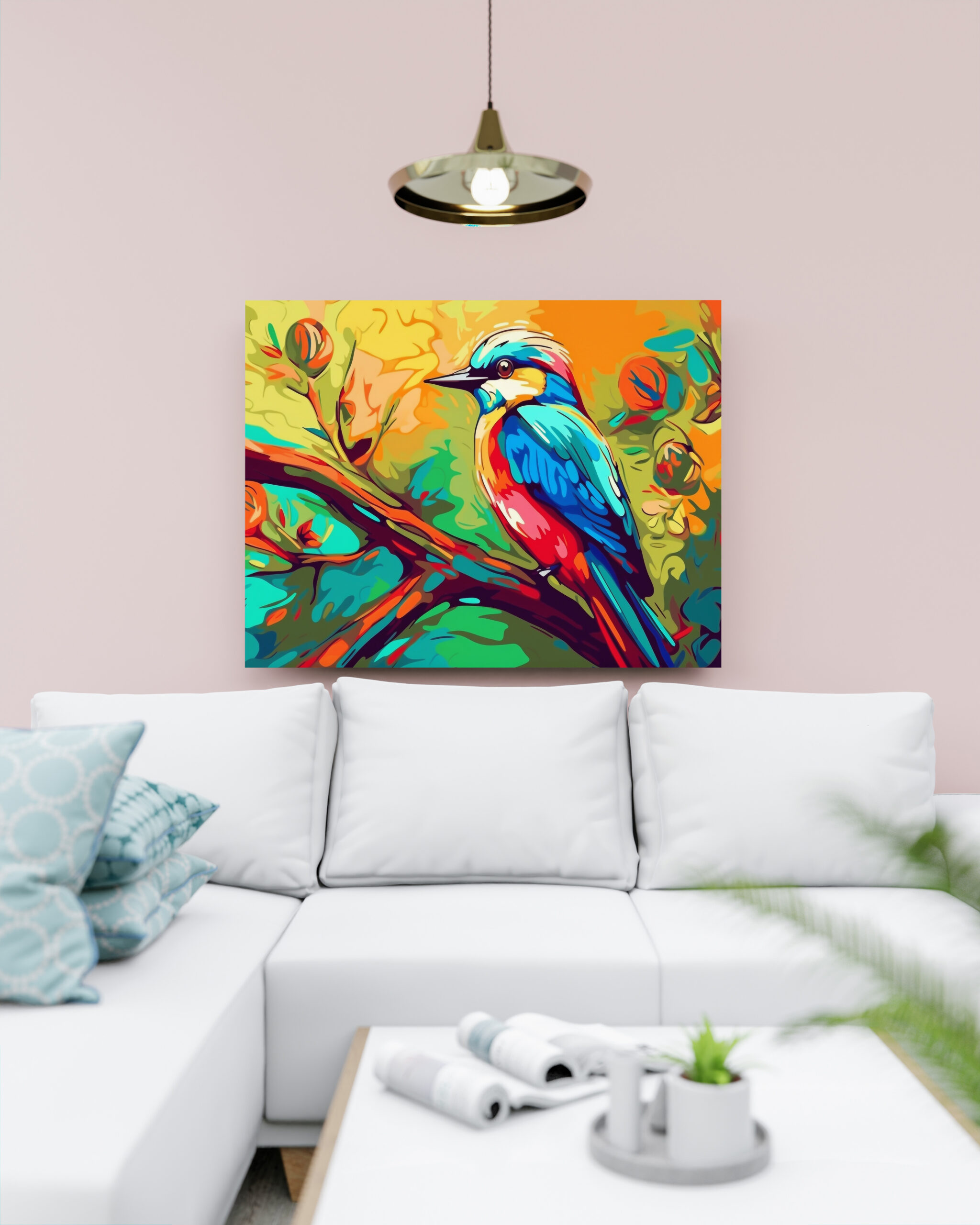 raxxa Canva: Farbenfroher Singvogel auf einem Ast - Image 2